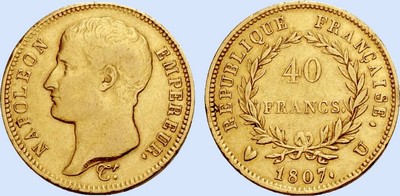 40 Francs NAPOLEON Tte nue Type transitoire